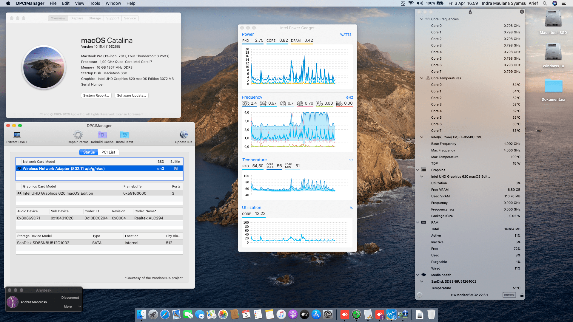 Success Hackintosh macOS Catalina 10.15.4 Build 19E266 at Asus ZenBook UX430UN